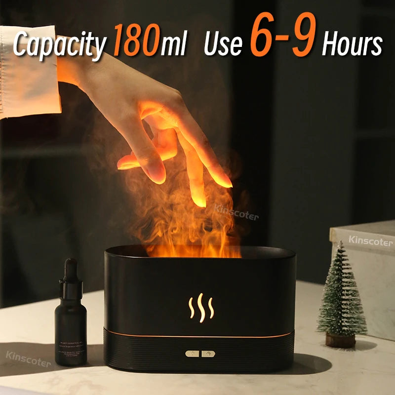 Air Humidifier, Led Essential Oil Flame Lamp