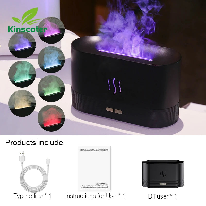 Air Humidifier, Led Essential Oil Flame Lamp