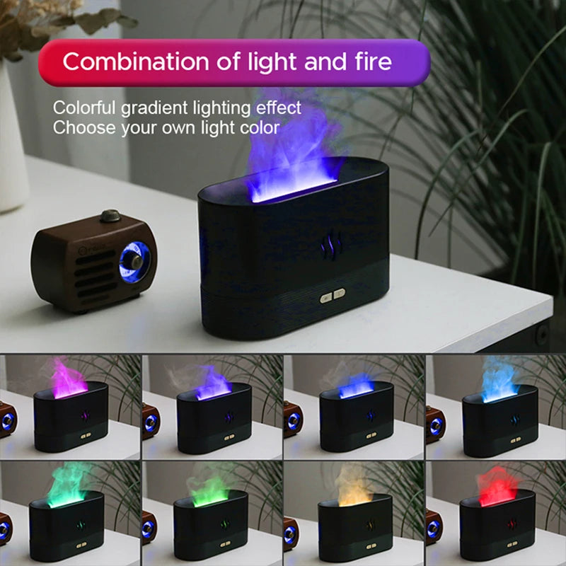 Air Humidifier, Led Essential Oil Flame Lamp