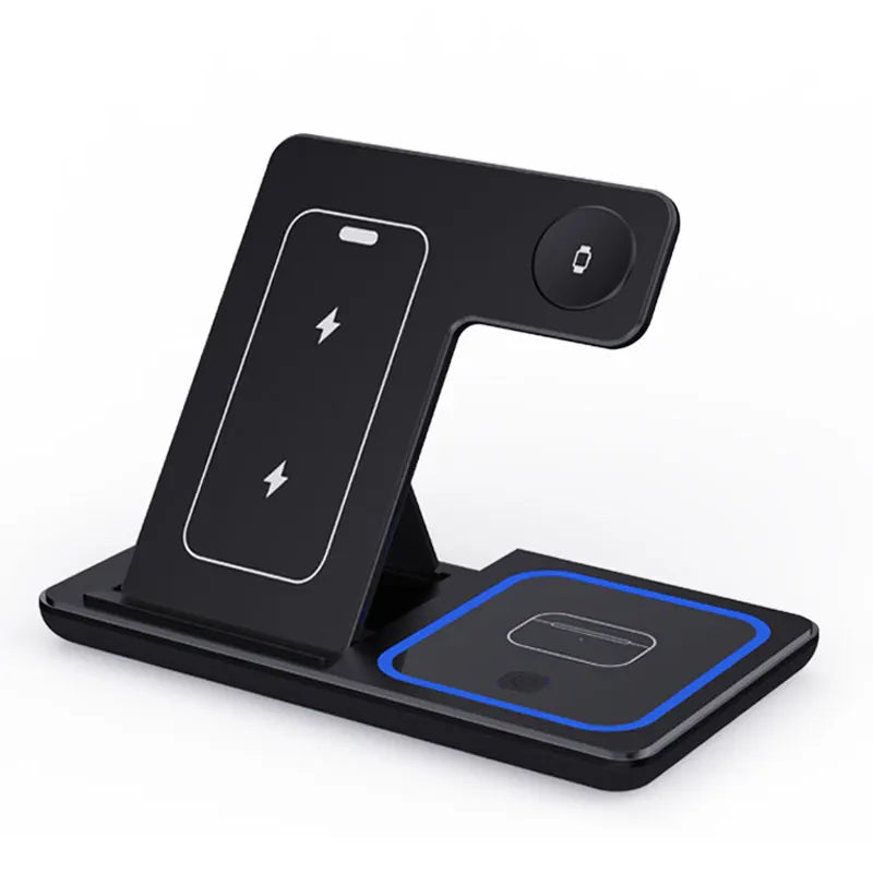 3 in 1 Foldable Charging Station, LED Fast Wireless Charger Stand