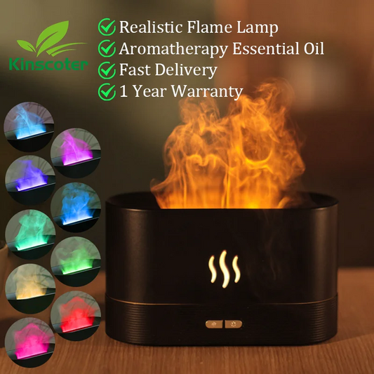 Air Humidifier, Led Essential Oil Flame Lamp