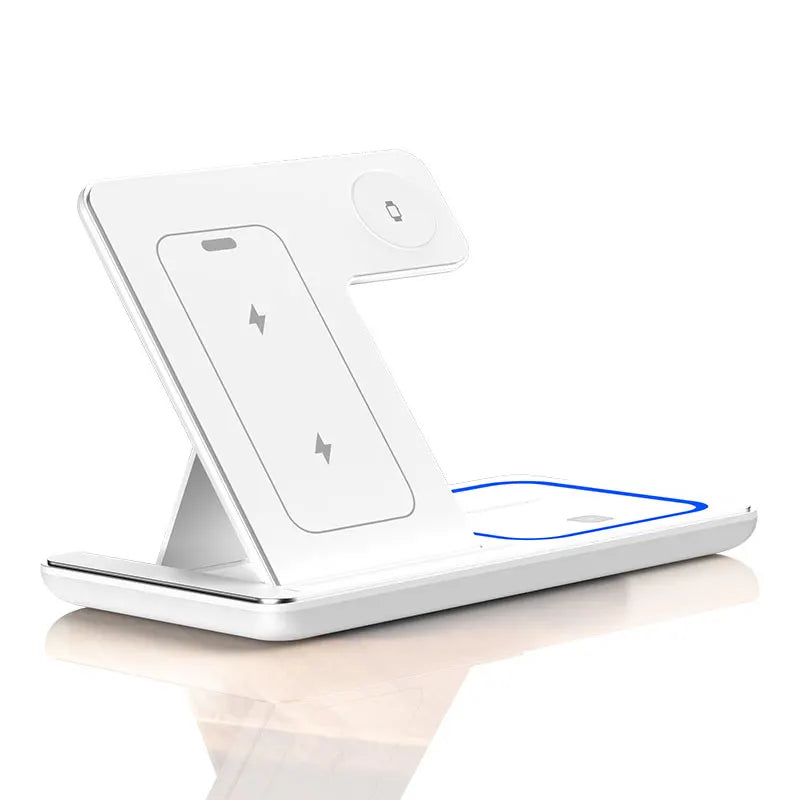 3 in 1 Foldable Charging Station, LED Fast Wireless Charger Stand